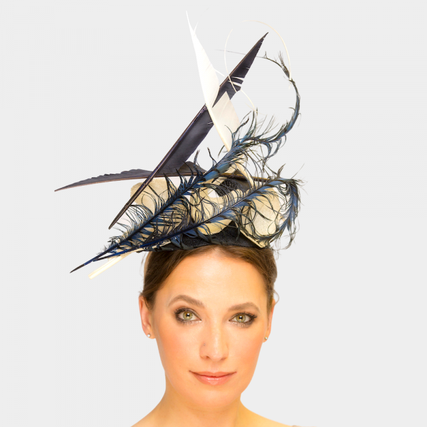 Lady Amhurst Navy And Ivory Fascinator Freeform Headpiece