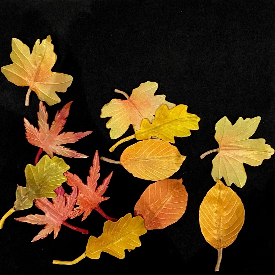 Hand-painted silk and leather autumn leaf brooches
