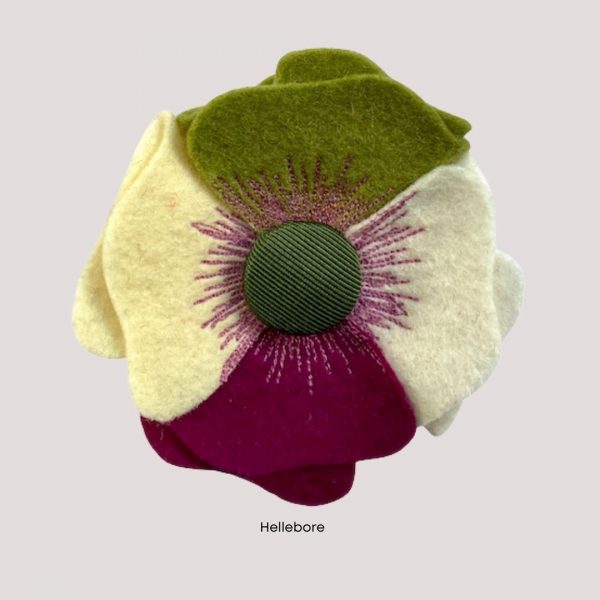 Hellebore merino wool lapel brooch