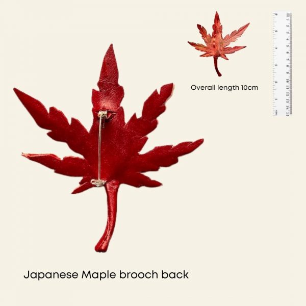 Handmade Japanese Maple leaf brooch - back