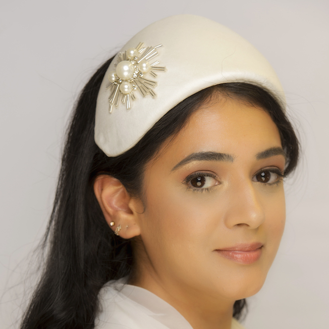 Alice - Handmade couture satin headband with vintage style brooch appliqué - cropped Alice - Handmade couture satin headband with vintage style brooch appliqué - cropped