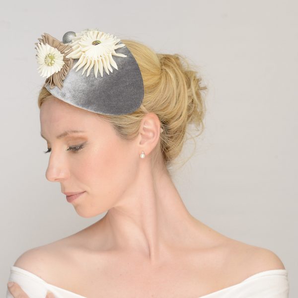 Velvet headpiece with cockades