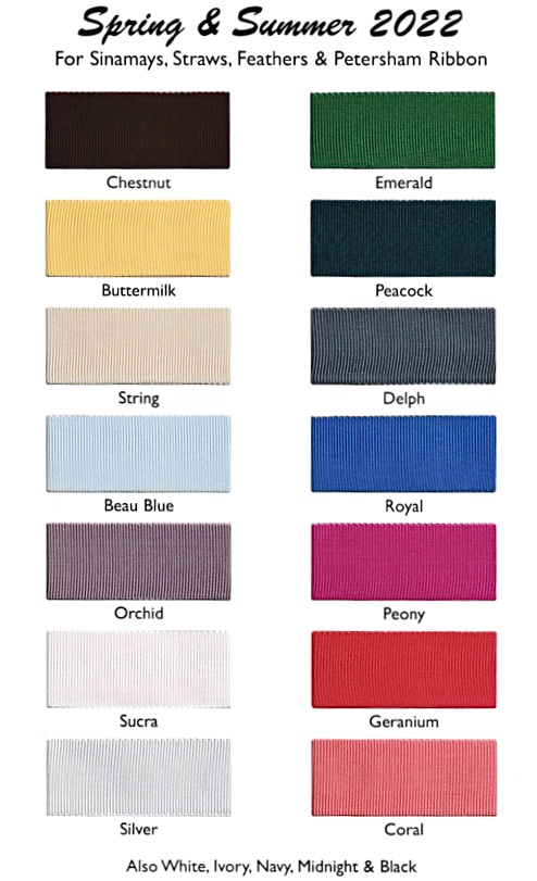 2022 sinamay colour chart for couture orders