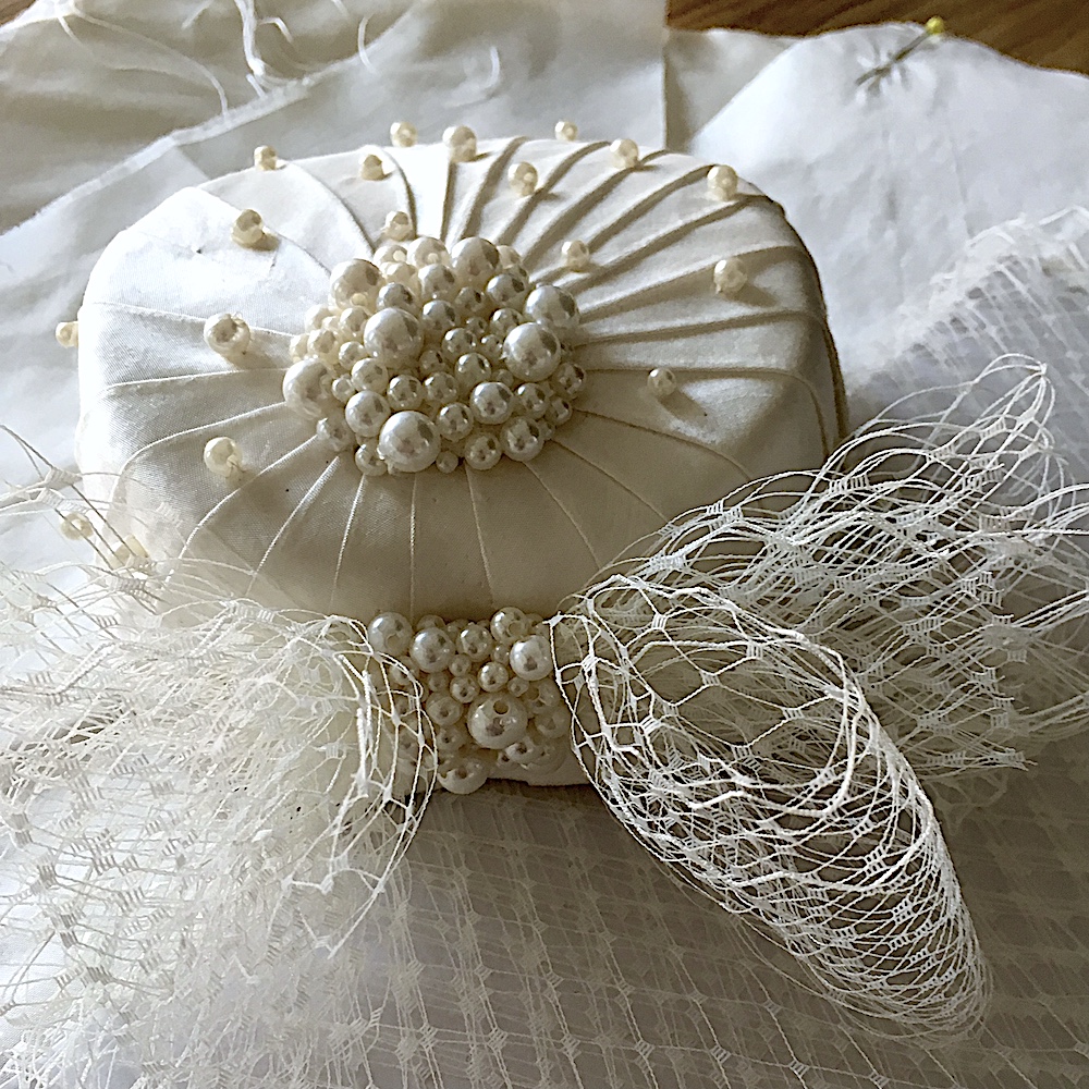 Couture commission beaded bridal heart - detail of bow Couture commission beaded bridal heart - detail of bow