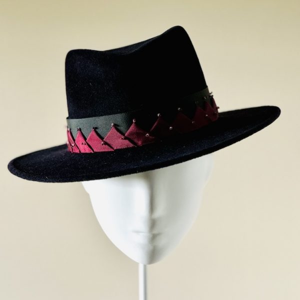 Darcy - peachbloom fedora with handmade beaded hat band