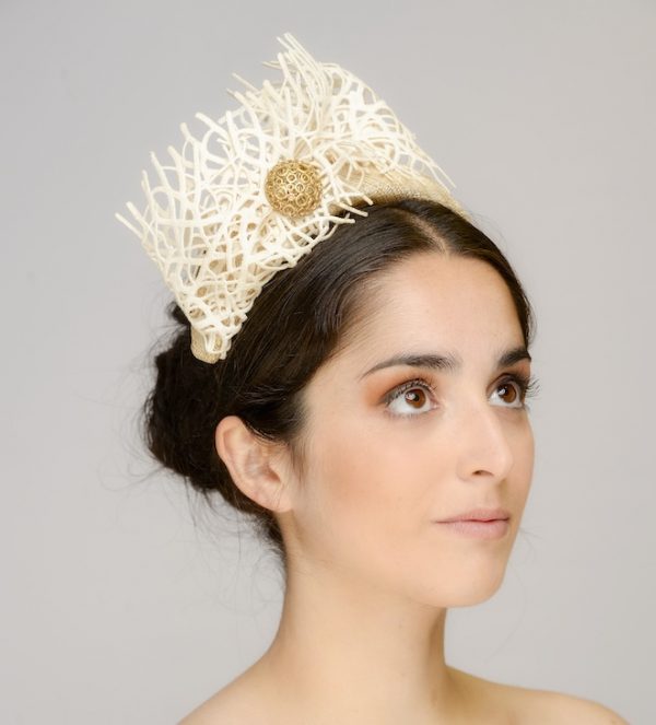Sophia gold lustre headband with lace ruffle detail