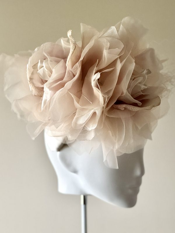 Matilda an oversize tonal silk and velvet flower headpiece - right